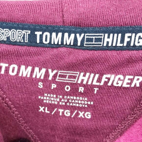 TOMMY HILFIGER SPORT Women's Colorblock Split Logo Hoodie XL Purple Crewneck NWT - Picture 9 of 11